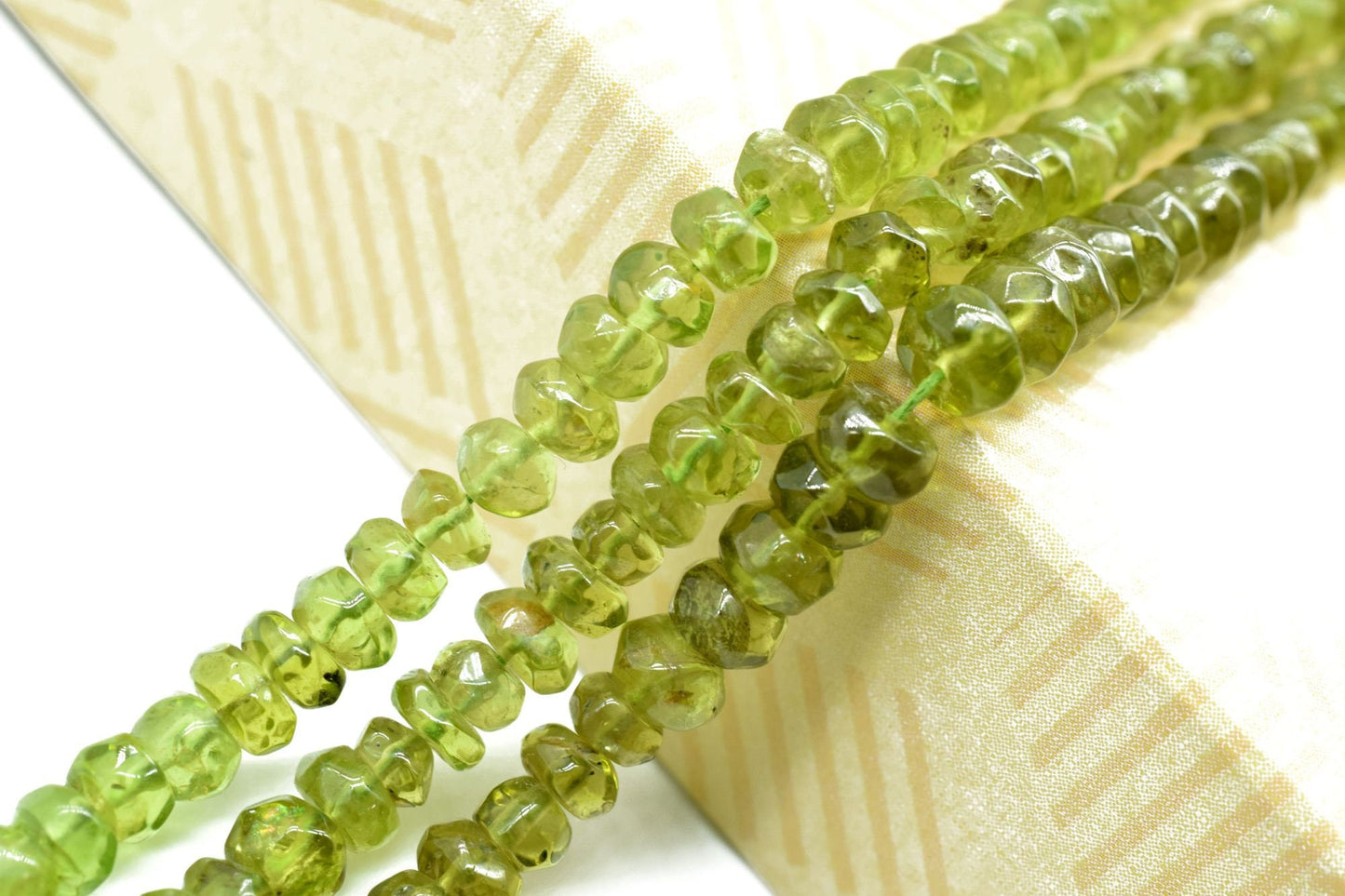 AAA Quality Peridot Smooth Faceted Beads 3mm to 5mm,Green Peridot Beads - Full Strand,Rondelle Beads -Peridot Beads,Wholesale Gemstone Beads