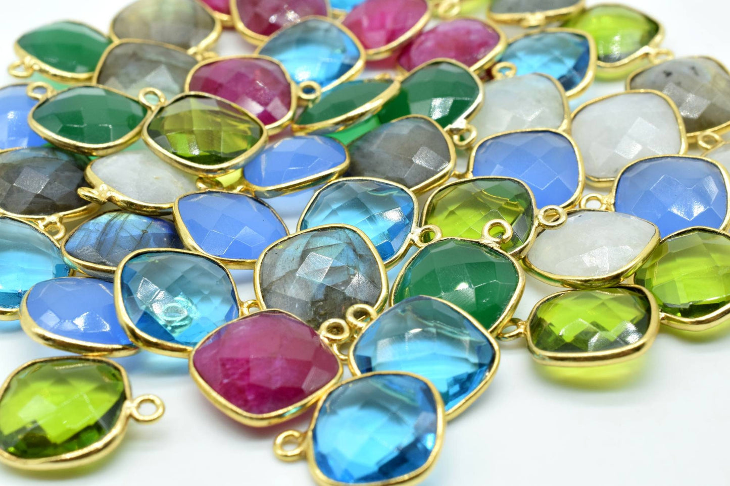 Peridot 12mm cushion single loop connectors,Elegant Peridot Gemstone Components cushion Shape Connectors,Earring connectors,Earrings Pendant