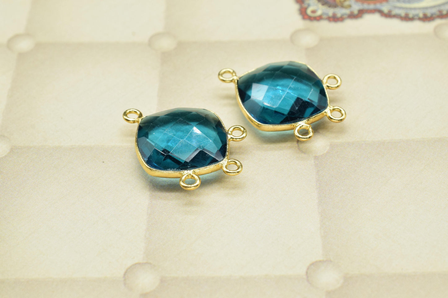 Neon Apatite 14mm Cushion shape Charm,Neon Apatite Gemstone Faceted Bezel,Apatite Gold Plating Single Bail Pendant,Neon Apatite Bezel charm