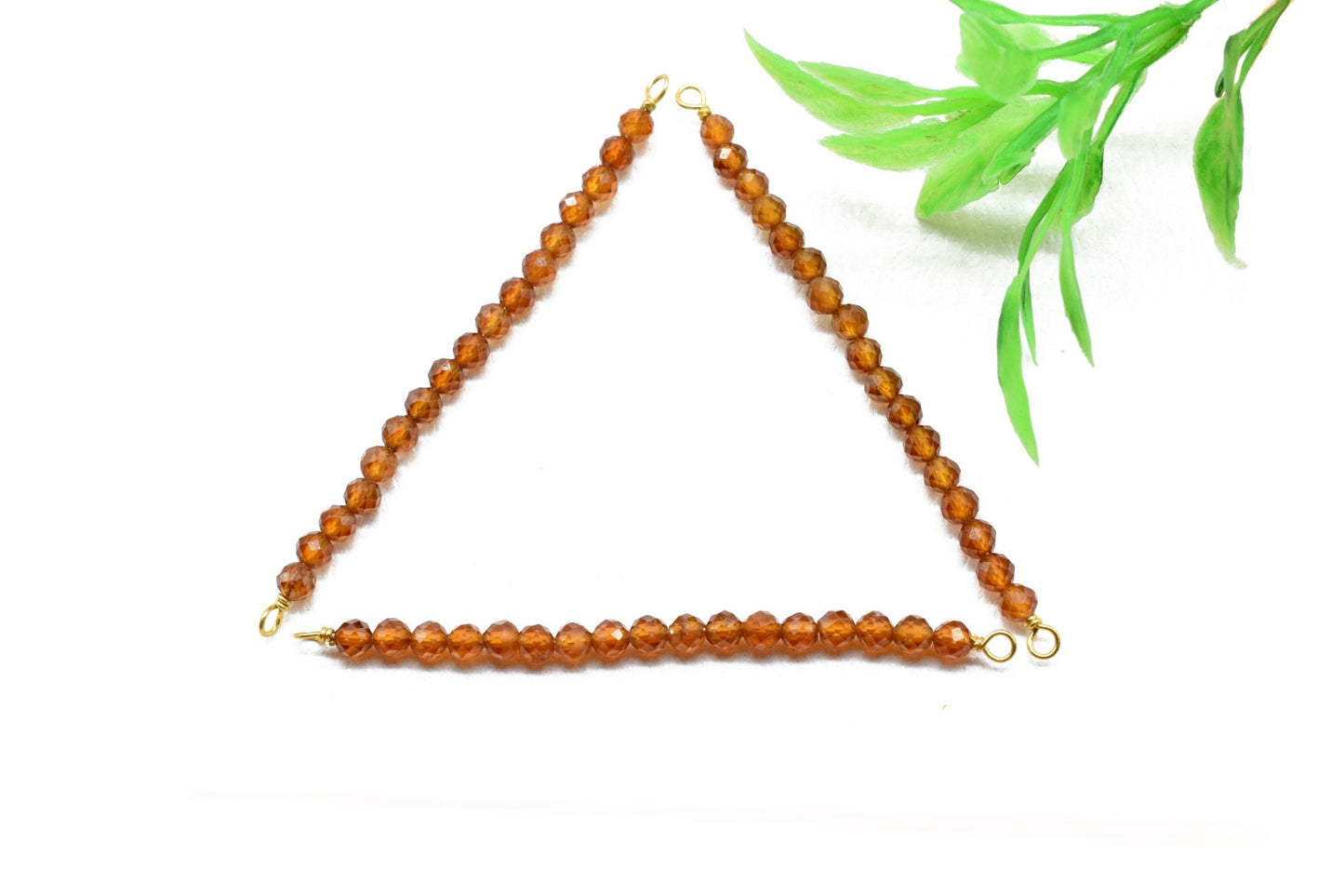 Hessonite garnet Bar Pendant,Double Loop Connector,Wire Wrapped Beads Pendant,3mm Hessonite beaded Pendant,Necklace Making Supply,Hessonite