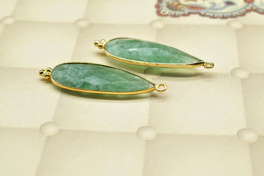 Green strawberry 10x30mm Bezel charms,Bezel Link Supplies,Green strawberry Jewelry,Brass Connector Pendant,GemstoneTeardrops Green Pendant