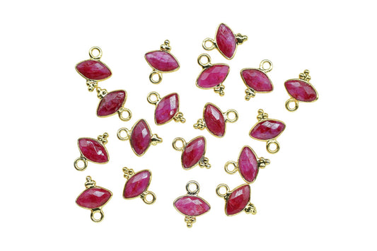Gemstone Ruby Charms Pendant/Marquise Shape Pendant/Handmade Pendant/Tiny Pendant/Necklace Connector jewelry/Ruby Charms Jewelry/B'day Gift