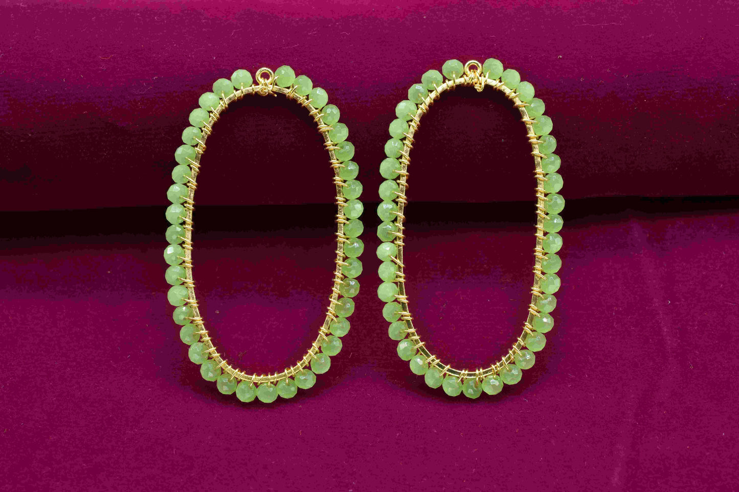 Prehnite Wire Wrapped Connectors,Prehnite Earring,Oval Shape Pendant Components,Beaded Hoops Findings Component,Prehnite Quartz Jewelry,Gift