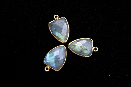 Labradorite 12x15mm Triangle shape Single bail charm,Labradorite Triangle Connector Pendants,Bezel Links, Single loop Connectors,Labradorite