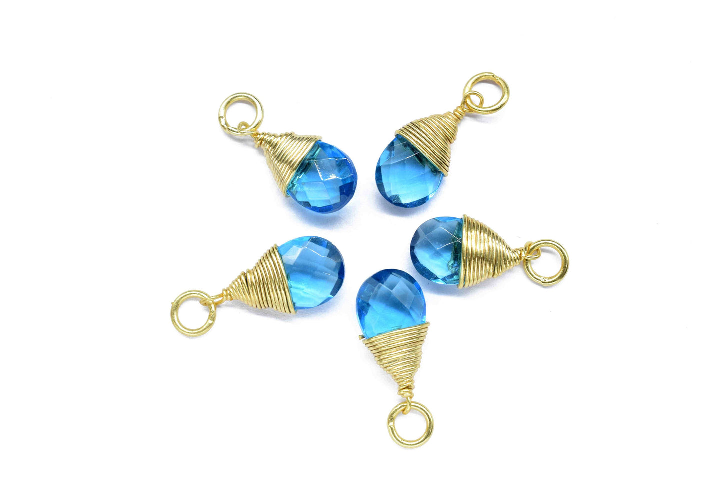 Blue Topaz Teardrop Faceted Connector,Loop Connector,Pendant Jewelry,Gemstone Wire Wrapped Pendant,Wire Wrapped Necklace,Blue Topaz Jewelry,