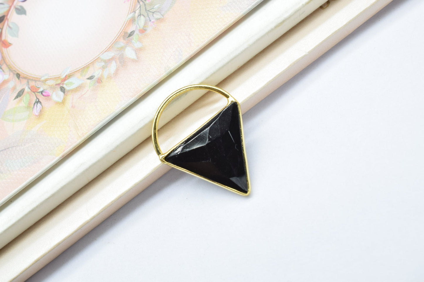Black Onyx Triangle  Connector, triangle   Pendant Component,Handmade Connector, Triangle Shape Pendant,  Component,Black Onyx jewelry,