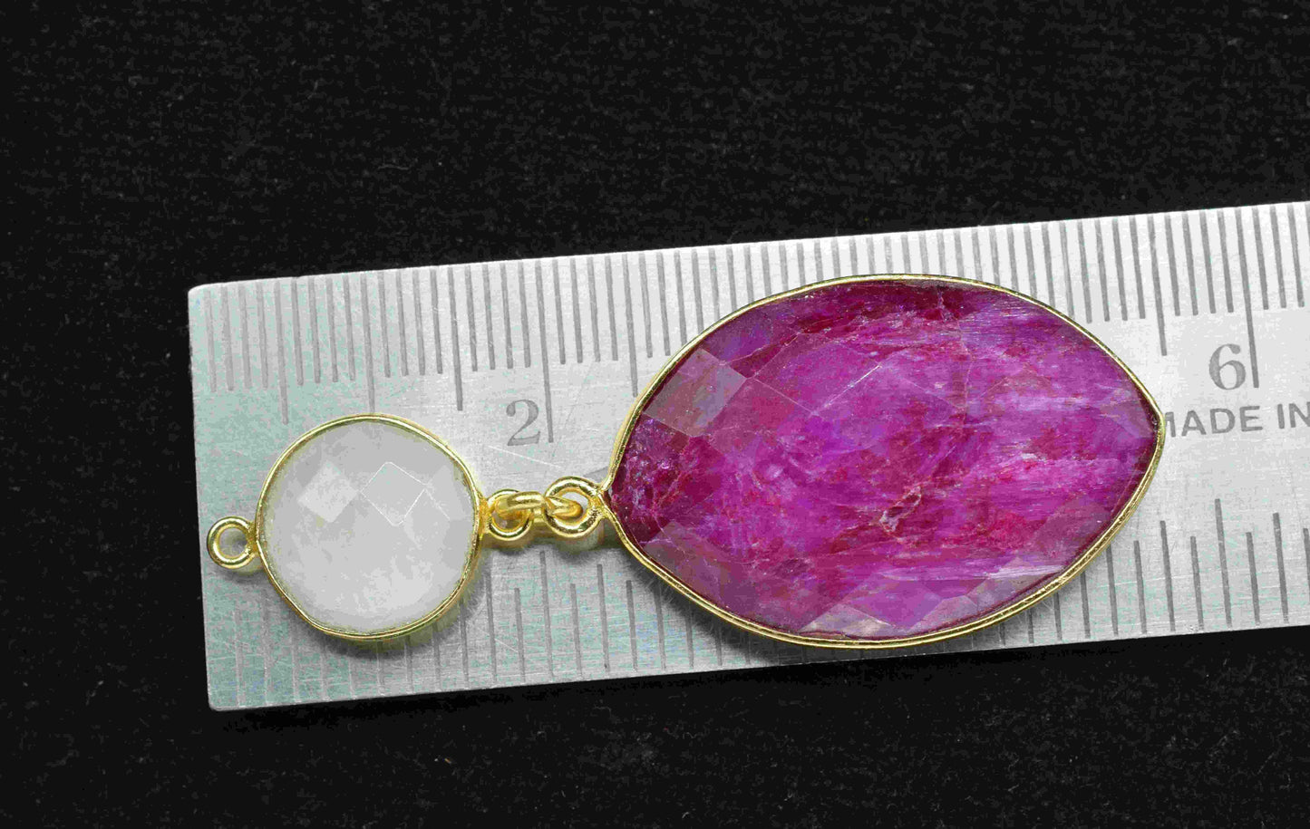 Natural Ruby Dangle pendant Connector,Handmade jewelry,Rainbow pendant Charms,Component pendant,Station Link,Multi Gemstone Dangle Earring