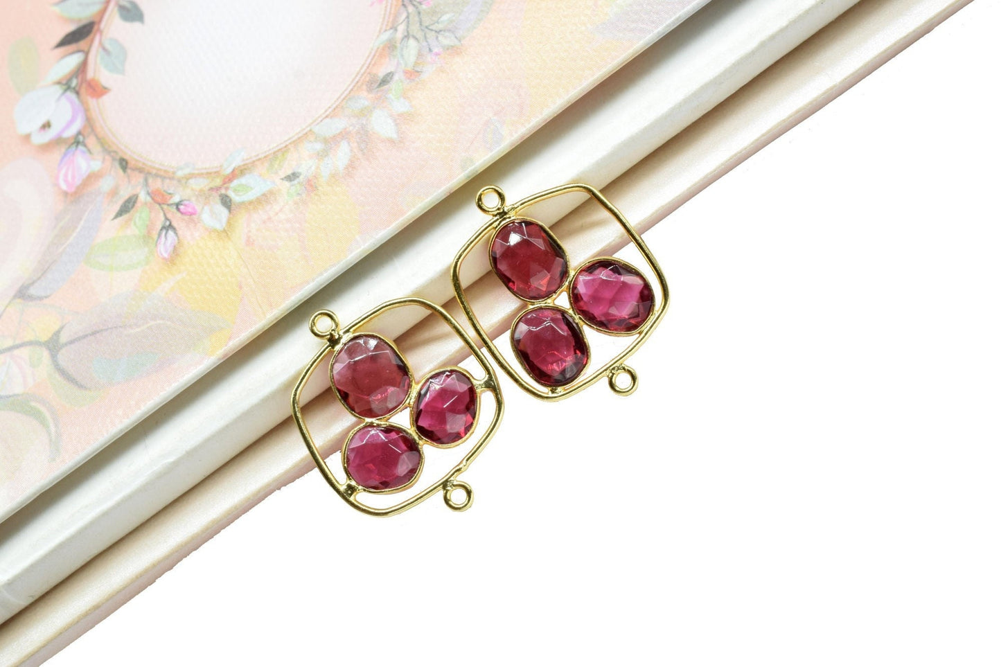 Pink Tourmaline Quartz Oval Shape Pendant,Tourmaline Finding Necklace Component Jewelry,Finding Gold Plating Component Earring Jewelry,gift