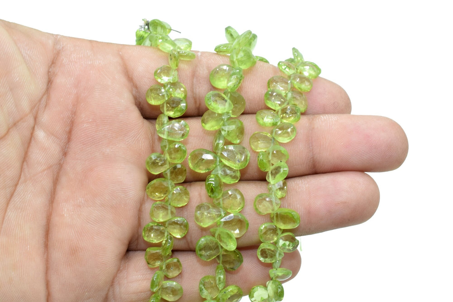 Natural Peridot Faceted Pear Shape Briolettes,Side Drill Pear Shape Beads,Peridot Pear Shape beads,green Gemstone Briolettes,6x8 Pear Shape