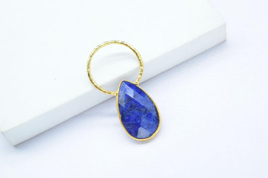 Blue Sapphire Jewelry Pendant/Sapphire Charms Pendant/Gold Plated Jewelry/Brass Connector Charms/Handmade Jewelry/Women Jewelry/B'day Gift