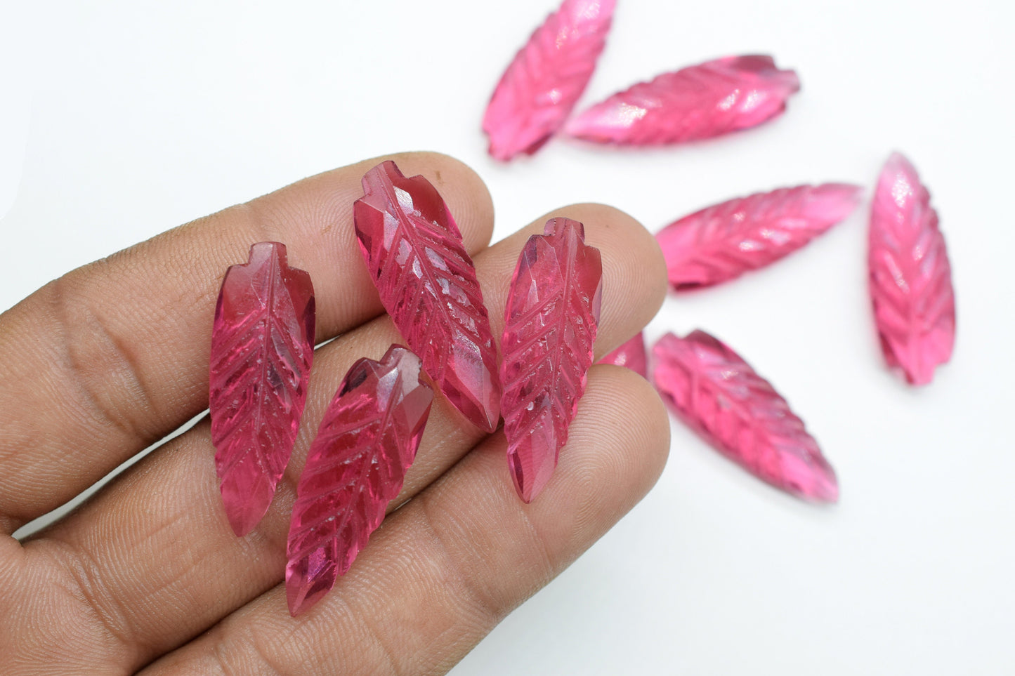 Pink Tourmaline 10x30mm Teardrop Faceted carved Briolettes,,Pink Gemstone Briolettes,Tourmaline Leaf Carved Briolettes,Hand Carved Beads,