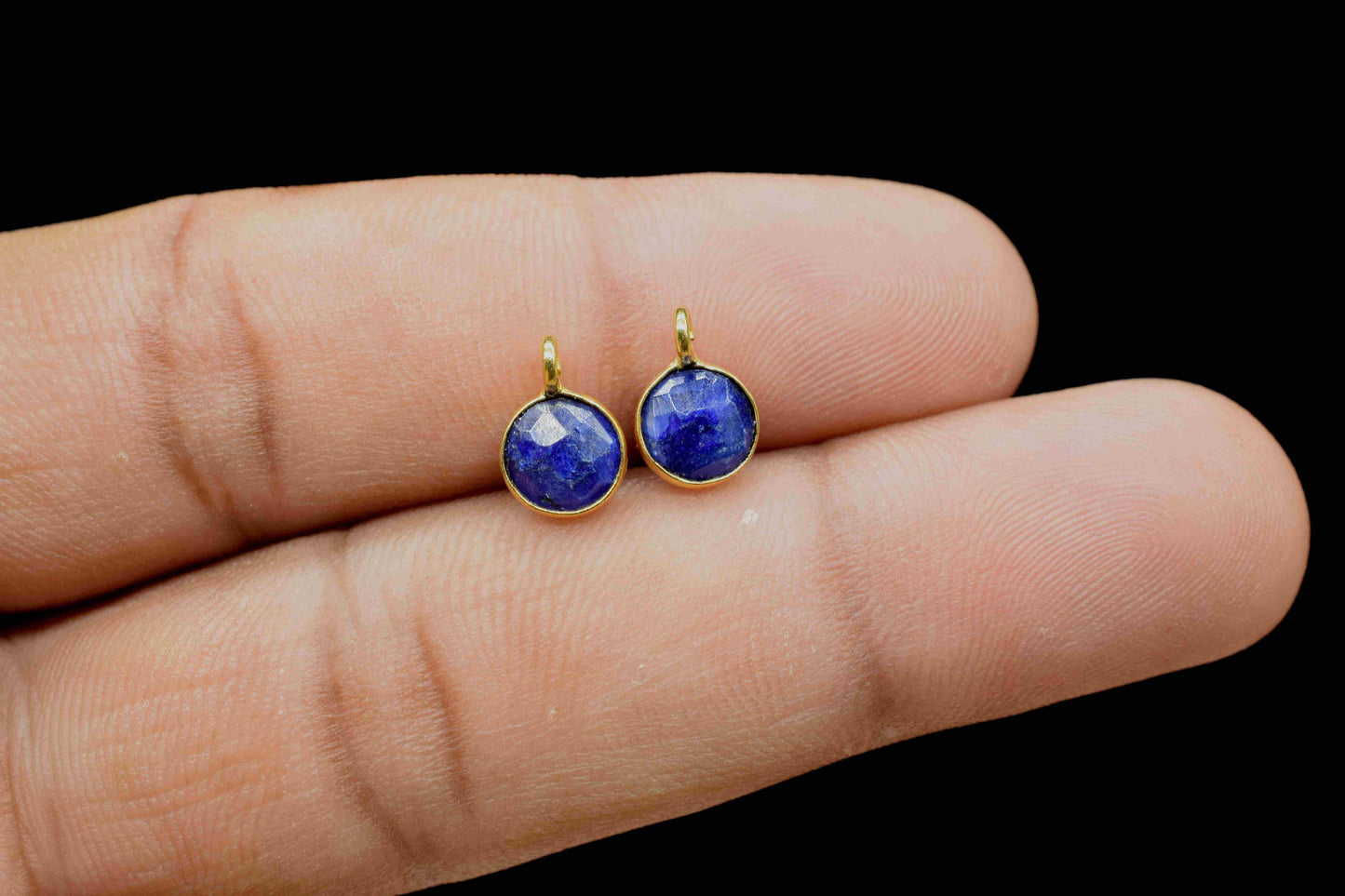 Blue sapphire 6mm Round Earring Connector,Gemstone Studs Connector,Craft Supplie,Jewelry Findings,Jewelry Making Connector,Sapphire Jewelry