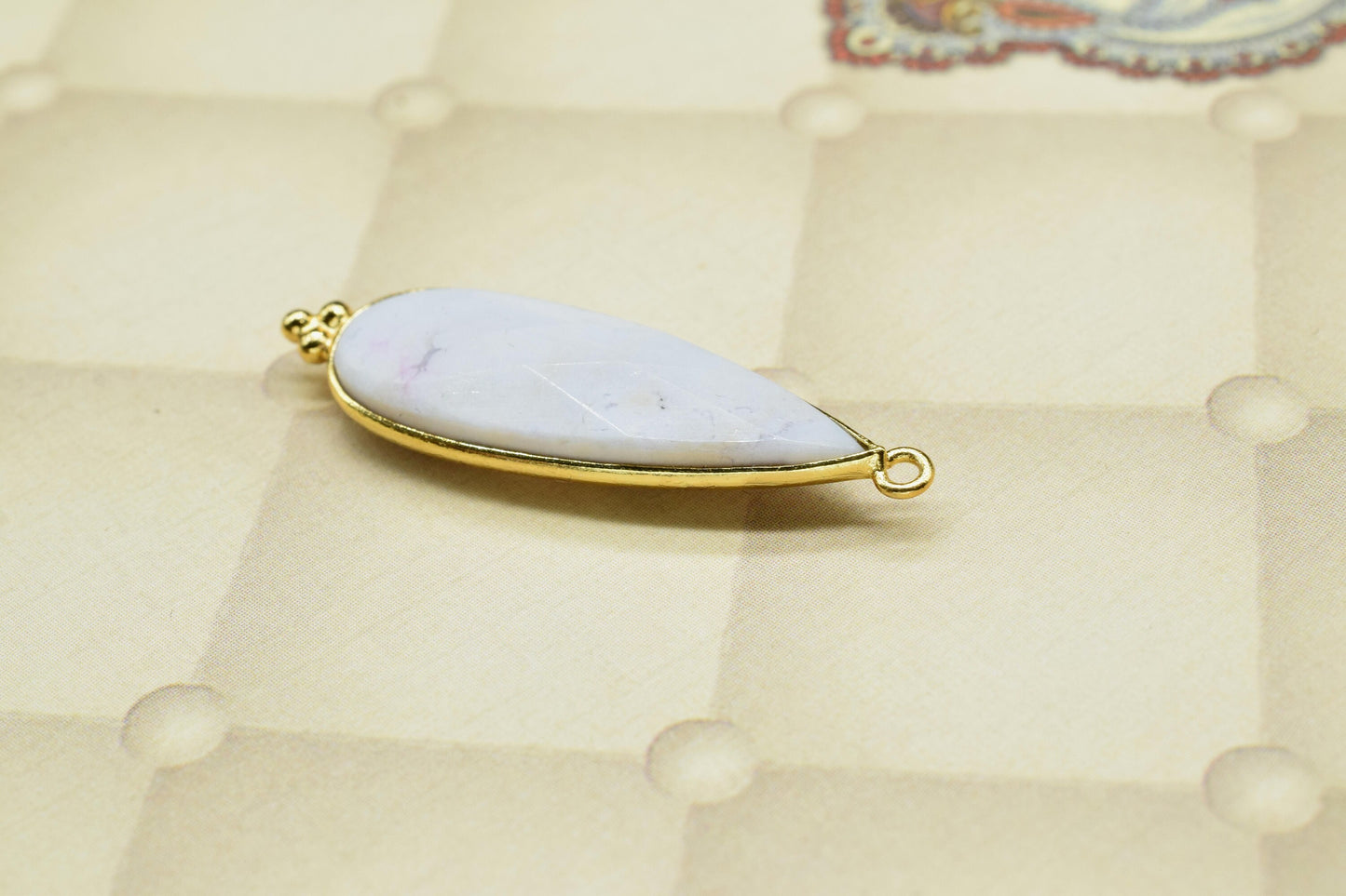 Dendrite Opal 10x30mm Bezel charms,Dendrite Pendant,Station Bezel Link,Single Bail Connectors Supply,Connector Pendant,Gemstone Teardrops