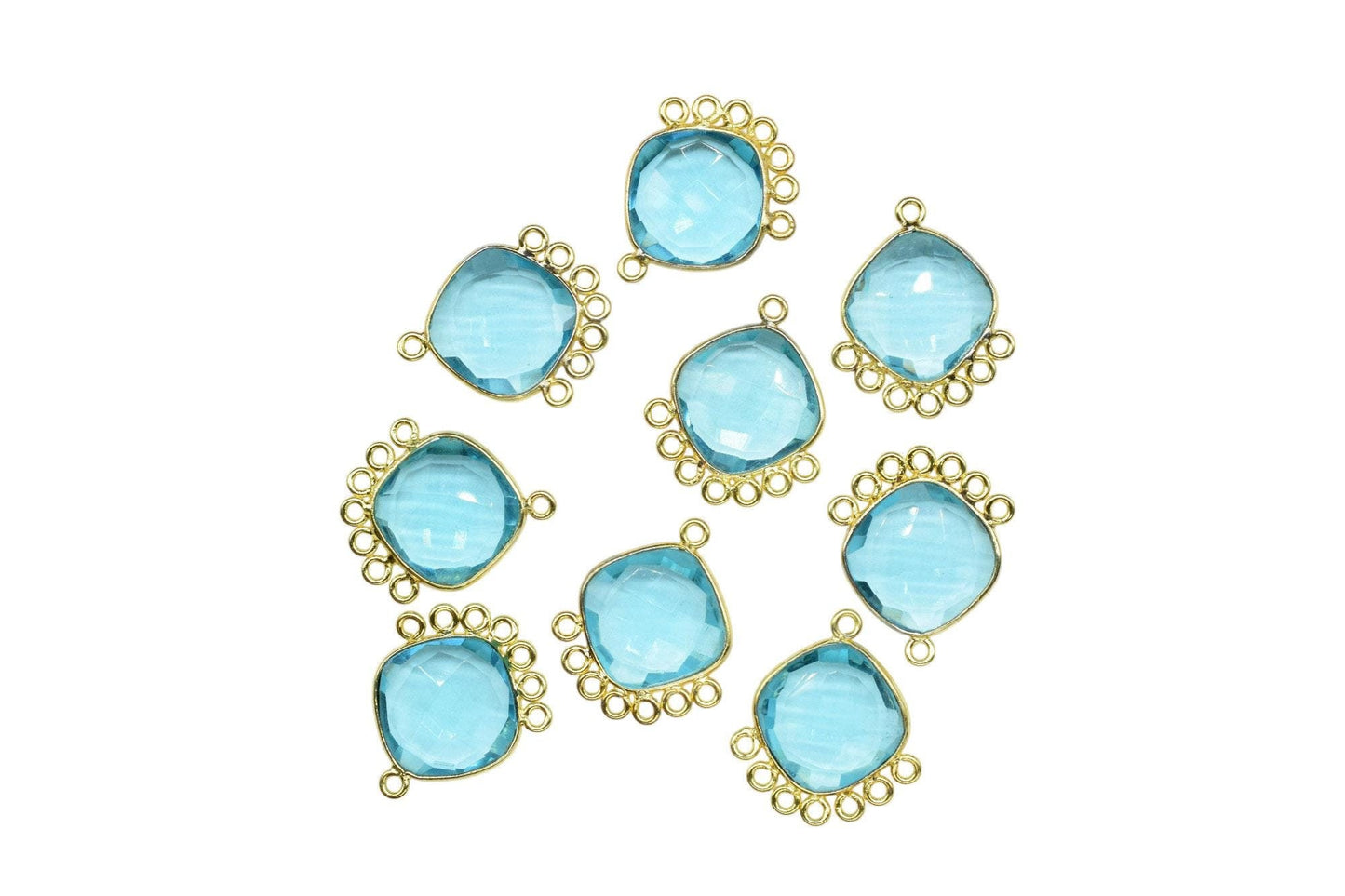Sky Topaz 14mm Cushion Bezel Charms/Gemstone Single Bail/Component charm/Handmade Jewellery Connectors/Women Jewelry/Handmade Connector