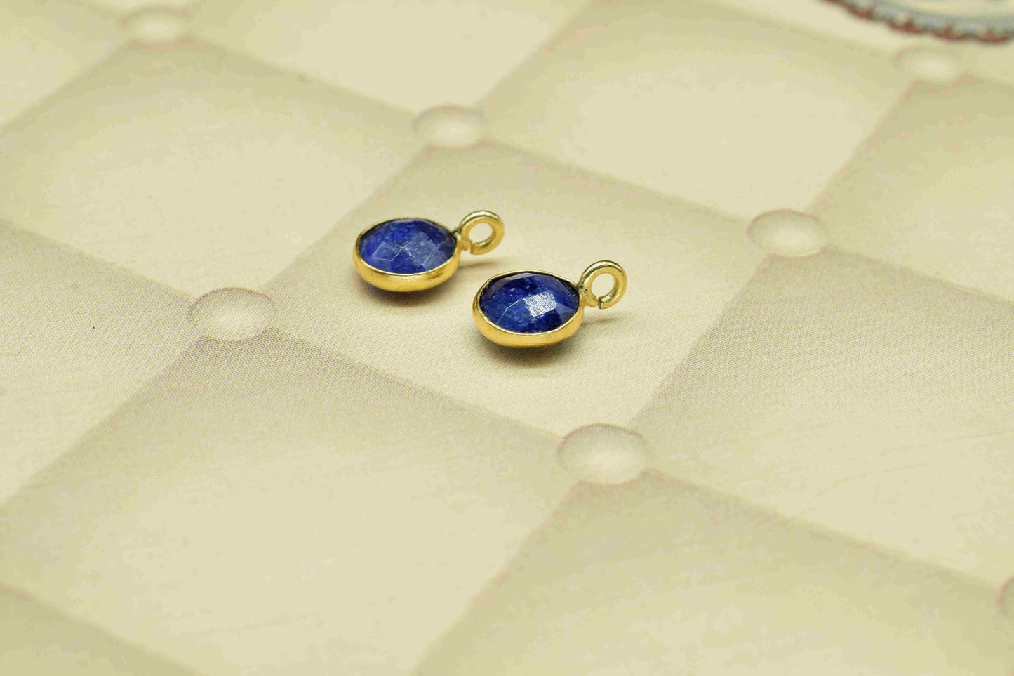 Blue sapphire 6mm Round Earring Connector,Gemstone Studs Connector,Craft Supplie,Jewelry Findings,Jewelry Making Connector,Sapphire Jewelry