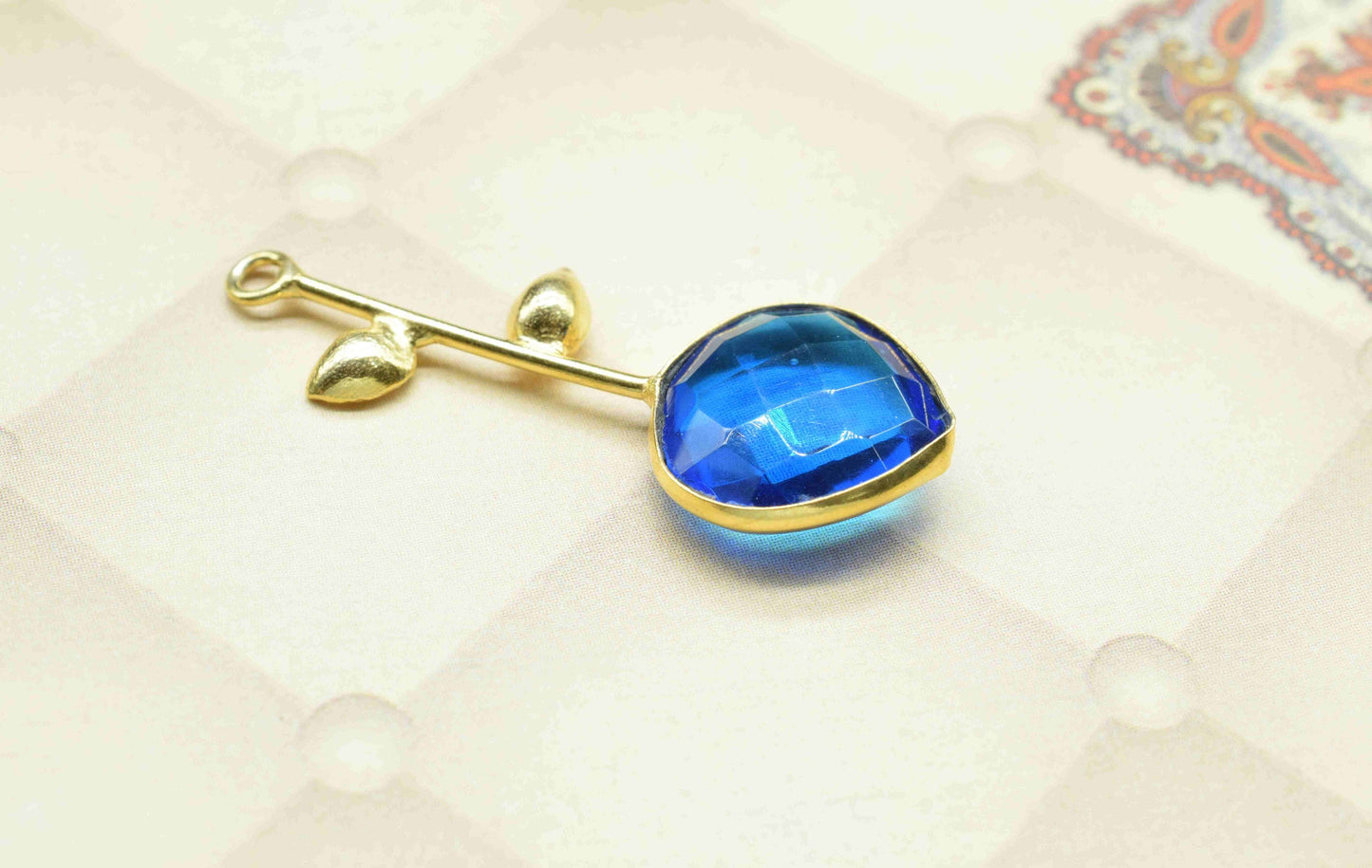 Blue Topaz Single Bail Pendant , Blue Topaz Charms ,Heart Shape Charms , Genuine Gemstone Charms , Gemstone Connectors , Summer Collection