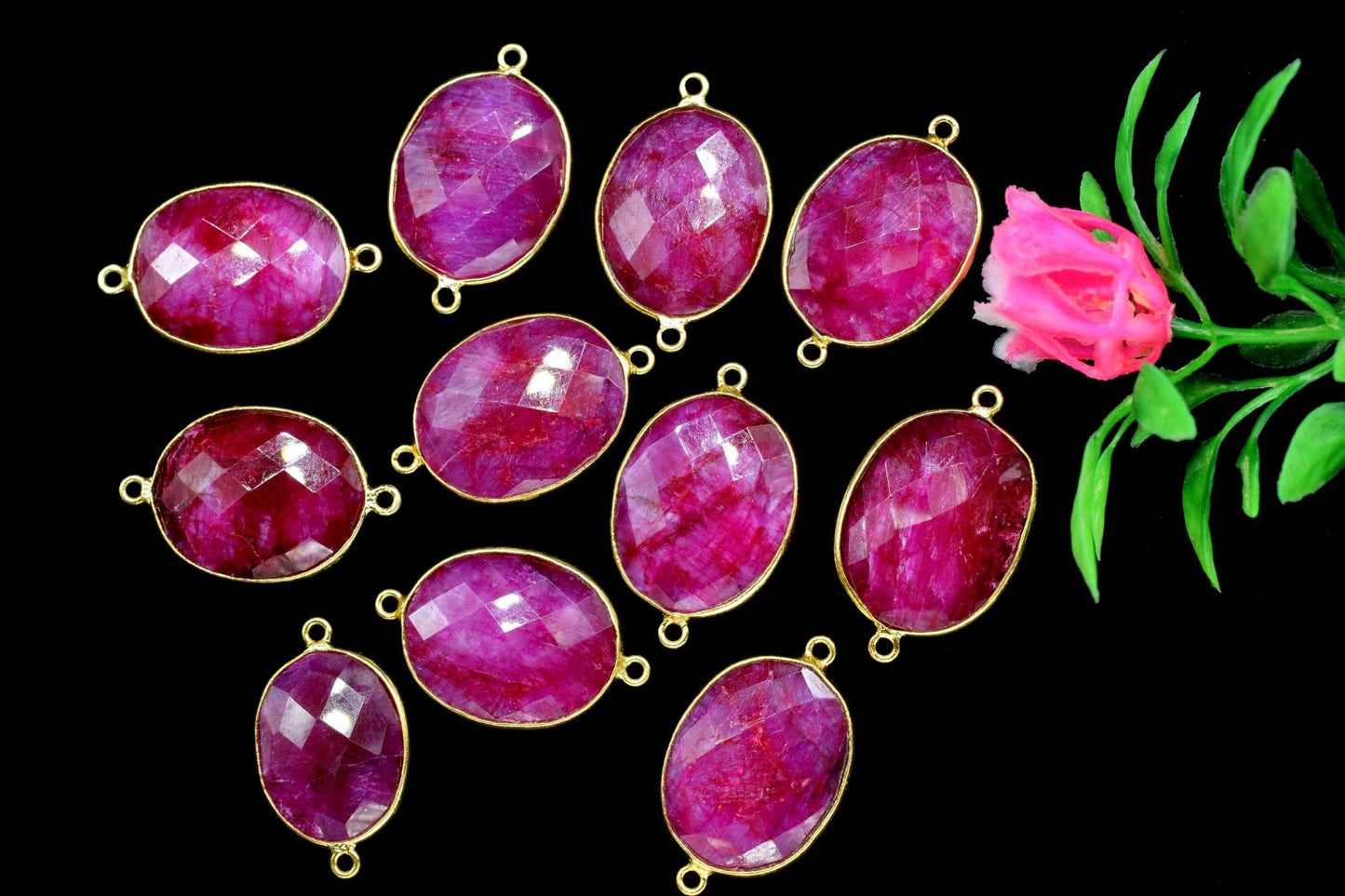 Ruby 16x20mm Bezel,charms,connector,pendant,oval ShapeGold Plated bezel,Beautiful ruby Bezel,Ruby jewelry making charm,GoldFilled bezel,boho