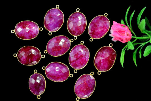 Ruby 16x20mm Bezel,charms,connector,pendant,oval ShapeGold Plated bezel,Beautiful ruby Bezel,Ruby jewelry making charm,GoldFilled bezel,boho