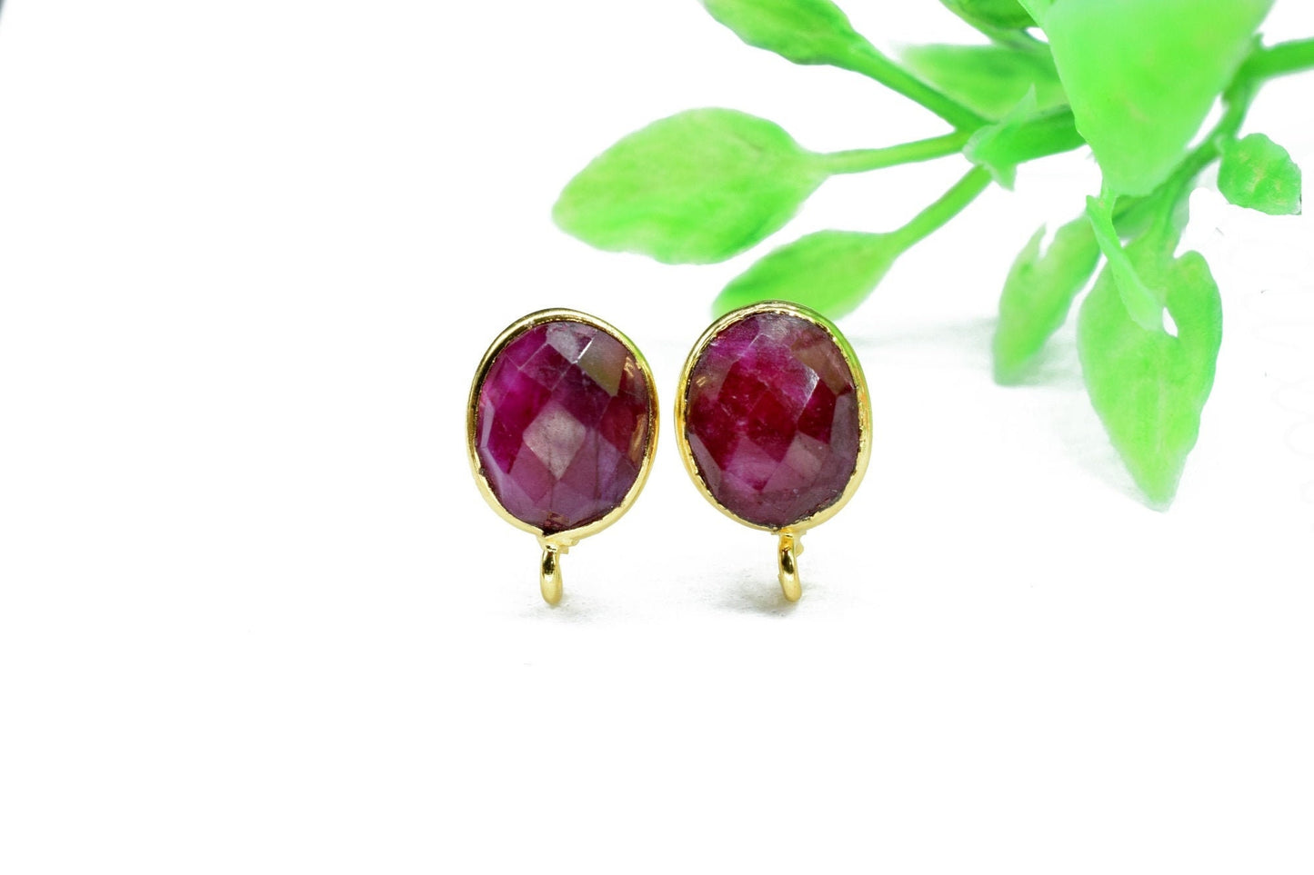 8x10mm Oval Ruby Earring Connector,Jewelry Craft Supplies,Earring connectors post stud, Jewelry,Bezel Earring Connector,Jewelry Findings