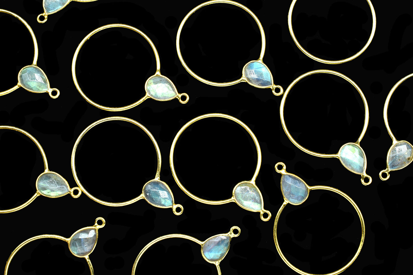 Gemstone Teardrop Earrings,Circle Handmade Pendants,Single bail Station Connector Jewelry,Earring Components,Findings Bezel Charms Pendants