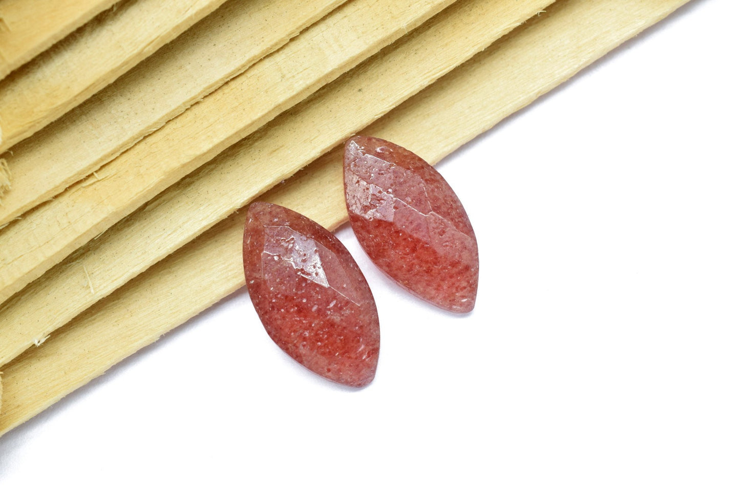 Pink Strawberry 10x20mm Marquise shape Faceted Hand Cut Gemstone Briolette,Marquise Shape Briolette - Loose Gemstone -,gemstone briolettes