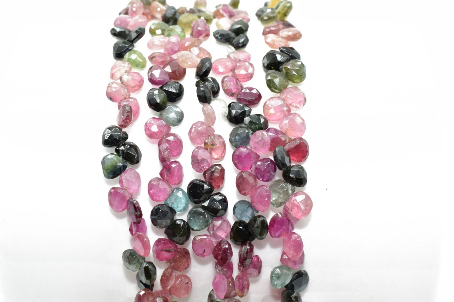 Multi Tourmaline Gemstone,5mm Faceted Heart Briolette Beads,Multi Tourmaline Briolette,Watermelon Tourmaline Heart shape Briolette,8 inches