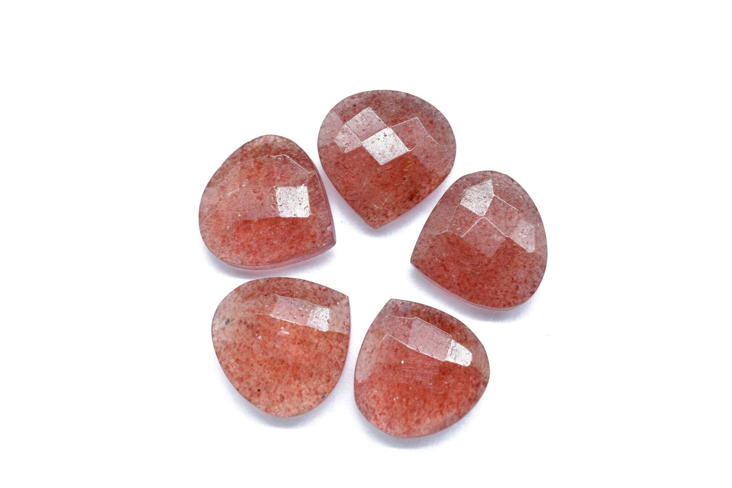 Pink Strawberry 14mm Heart Shape Briolettes,Pink Strawberry Faceted Briolettes,Pink Gemstone Bead,Jewelry Making Bead,Pink Strawberry Beads,