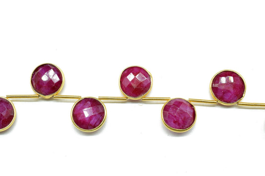 Ruby 10mm Faceted Round Shape charms ,Ruby Faceted Gemstone JewelryMaking Component,Ruby charms,Brass charms,Ruby jewelry