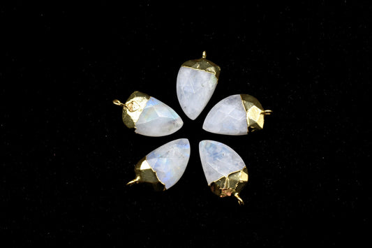 Moonstone 10x15mm Horn shape Single bail Connector,Bezel links Connector,jewelry making Connector,Single Loop Connector,White rainbow charms