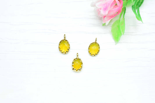 Yellow Opal Prong Connectors,Single bail connector,Yellow Opal Pendant Jewelry,Handmade Gemstone Bezel Link,Tiny Yellow Opal Bezel Pendant