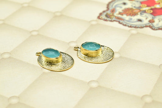 Aqua Chalcedony Pendants,Matt Pendant Charms,Oval Shape Gemstone Pendant jewelry,Finding Jewelry,Finding Oval Component Handmade Connector
