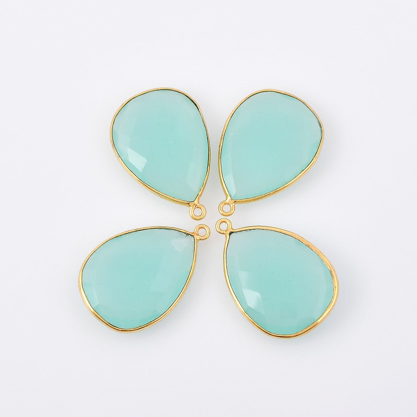Aqua Chalcedony 18x23mm Bezel charm,Aqua Chalcedony Teardrop Gold Plated bezel,Gold Vermeil Bezel,jewelry making charm,Gold-Filled bezel