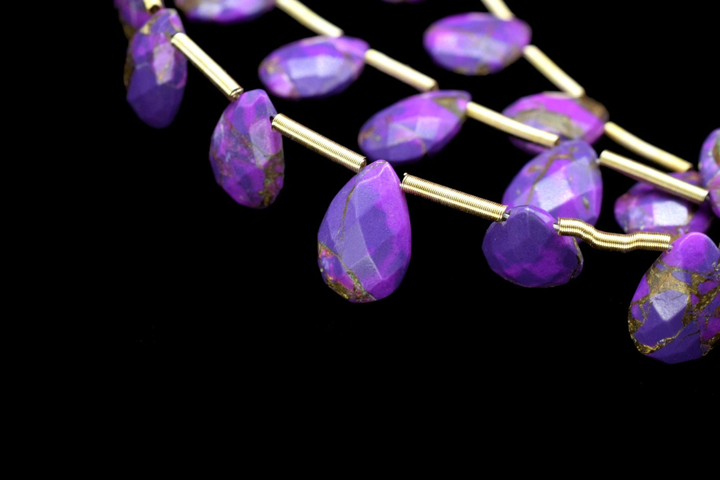 Purple Copper Turquoise Faceted Briolette,Gemstone Teardrop Bead,Purple Turquoise Teardrop,Jewelry Making Supplies,Copper Turquoise jewelry,