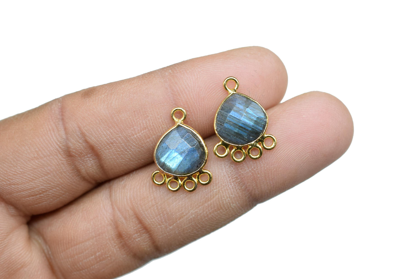 Labradorite Heart Shape Pendant/Gold Plated Charms Jewelry/Handmade Connector Jewelry/Connector Charms/Station Bezel Link Supplies/Gift