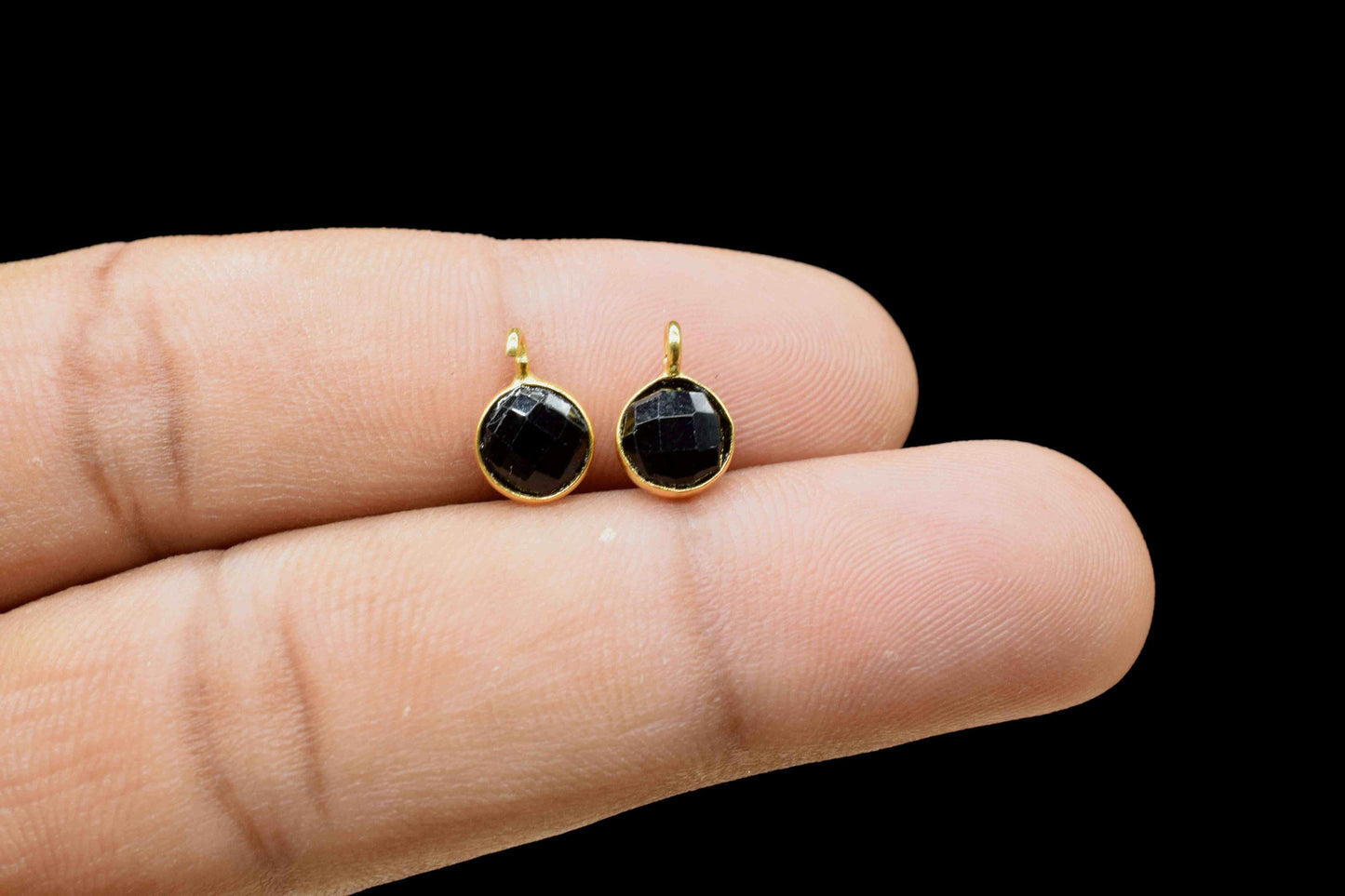 Black Onyx 6mm Round Earring Connector,Black Gemstone Studs,Black Onyx Earring Connectors,DIY Jewelry Making Supply,Round Connector Jewelry