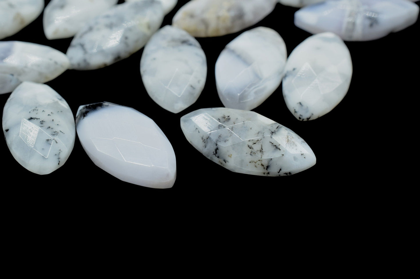 Dendrite Opal 10x20mm Marquise shape Faceted Hand Cut Gemstone Briolette,Marquise Shape Briolette - Loose Gemstone -,gemstone briolettes