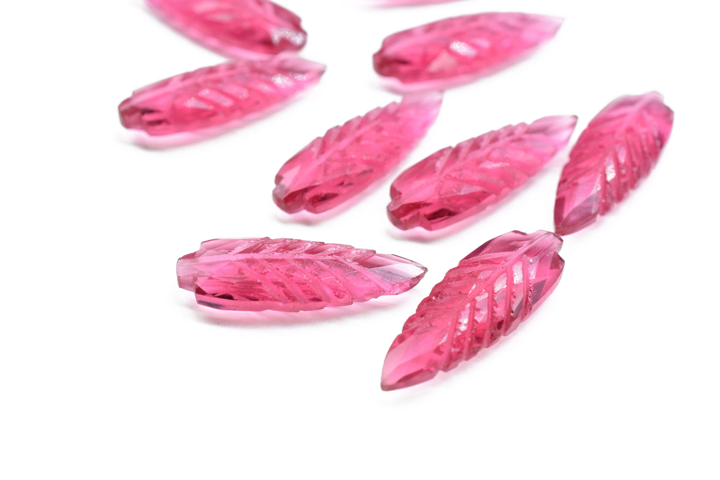 Pink Tourmaline 10x30mm Teardrop Faceted carved Briolettes,,Pink Gemstone Briolettes,Tourmaline Leaf Carved Briolettes,Hand Carved Beads,