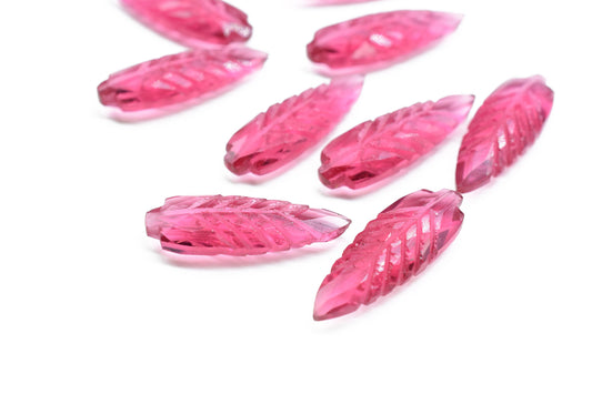 Pink Tourmaline 10x30mm Teardrop Faceted carved Briolettes,,Pink Gemstone Briolettes,Tourmaline Leaf Carved Briolettes,Hand Carved Beads,