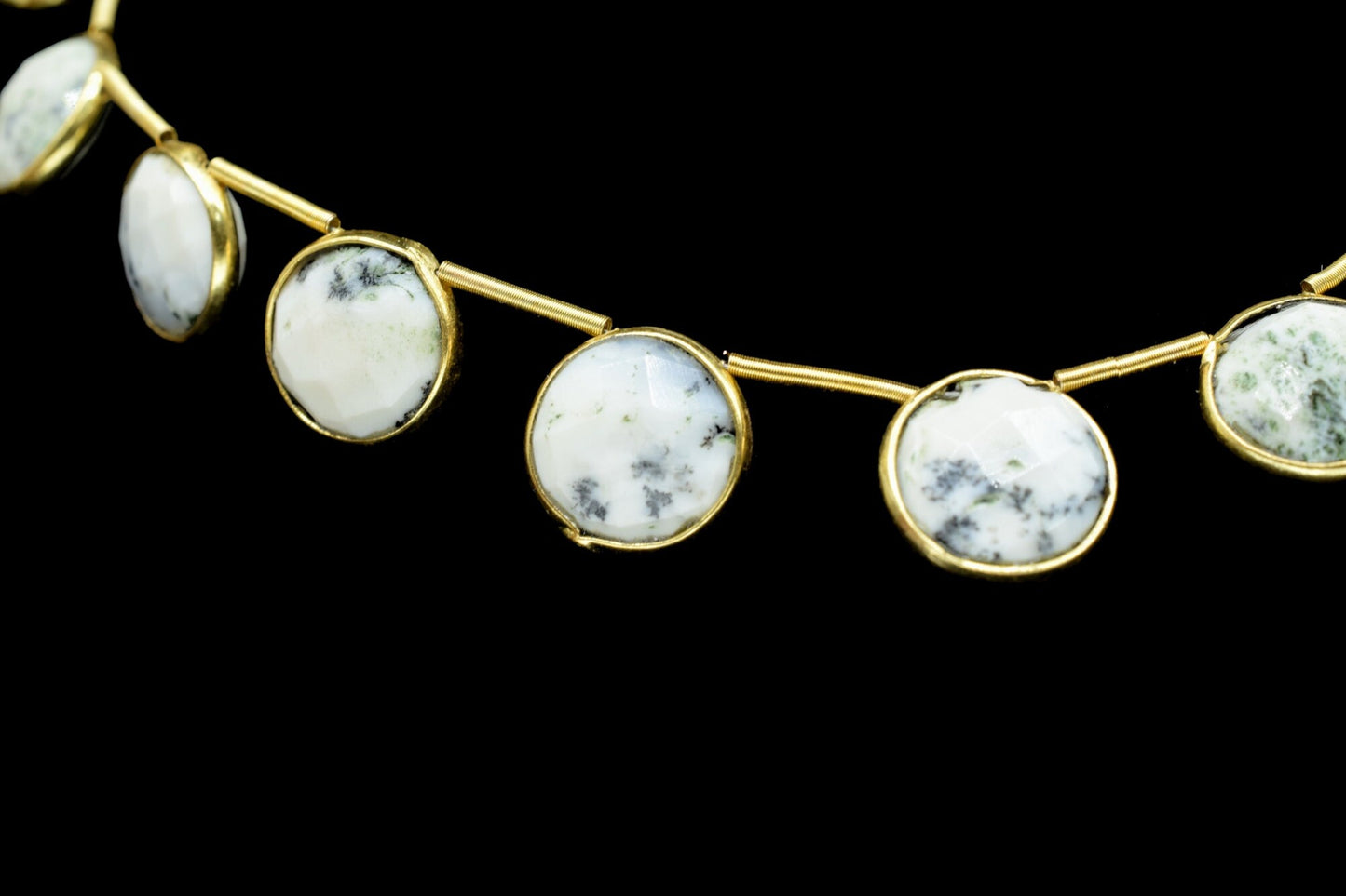 Dendrite Opal 10mm Faceted Round Shape charms strand,Dendrite Opal Brass drilled charms,Opal Hexagon drill pendant,Opal strand