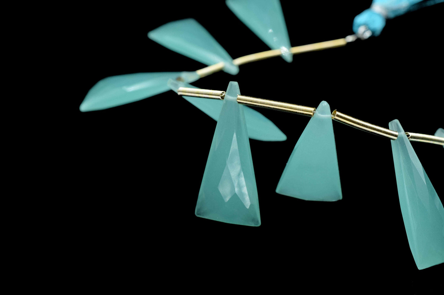 Aqua Chalcedony Long Triangle shape 12x25mm Briolettes,Aqua Chalcedony Briolette,Fancy shape Briolette,jewelry supplies,Chalcedony briolette