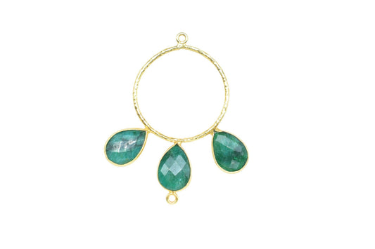 Emerald Jewelry Connector/Connector Jewellery/Gold Plated Pendant/Handmade Jewellery/Double Bail Pendant/Women Jewelry/B'day Gift