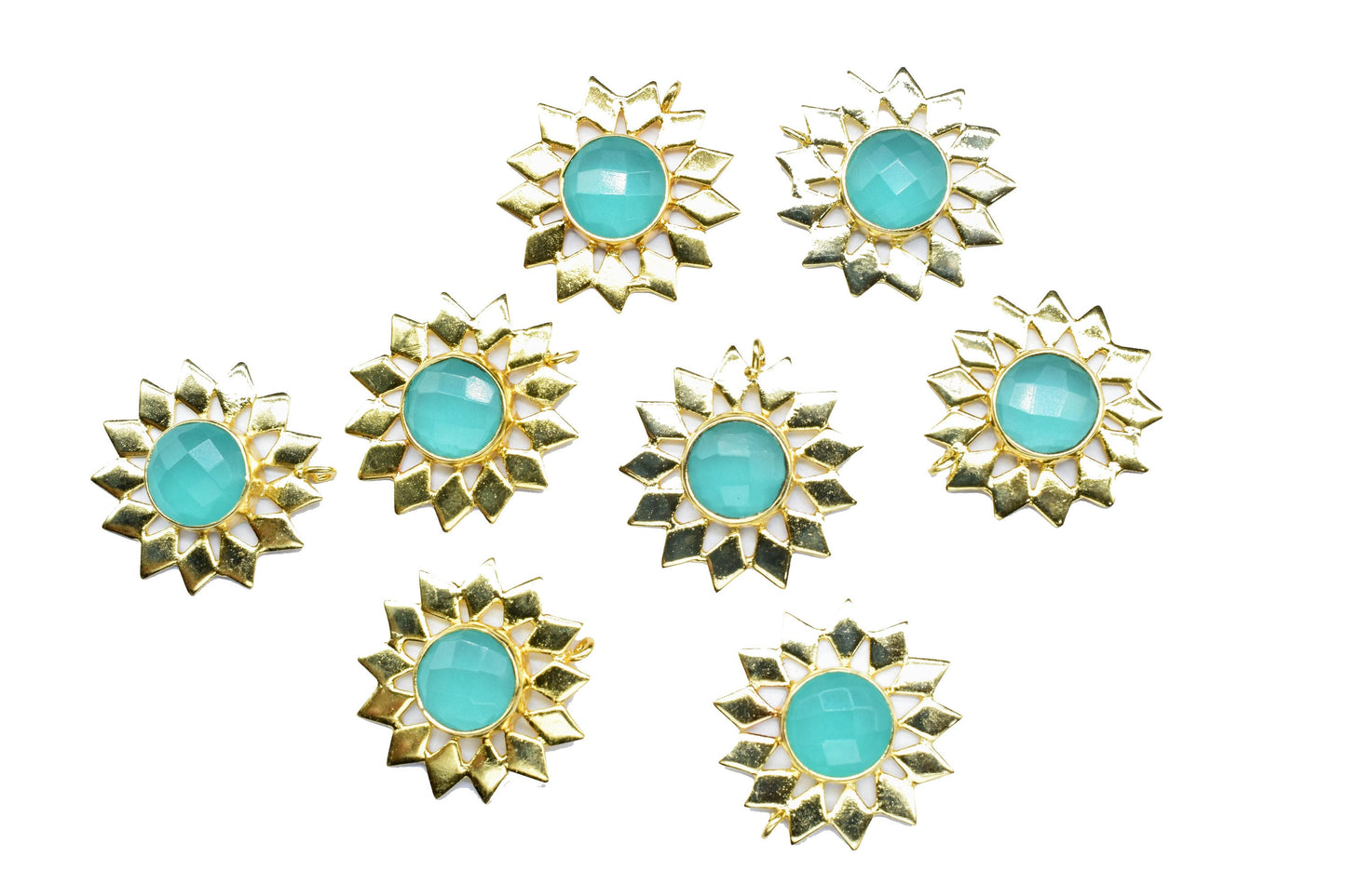 Handmade Findings Pendants,Flower Pendant Charms,Gemstone Beads Jewelry,Station Bezel Link,Craft Supplies,Star Charms Single Bail Connector