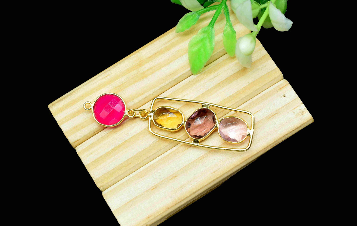 Multi Gemstone Component Pendants , Multi Stone Dangle Earrings , Earring Component Jewelry , Dangle pendant Charms , B'day Gift