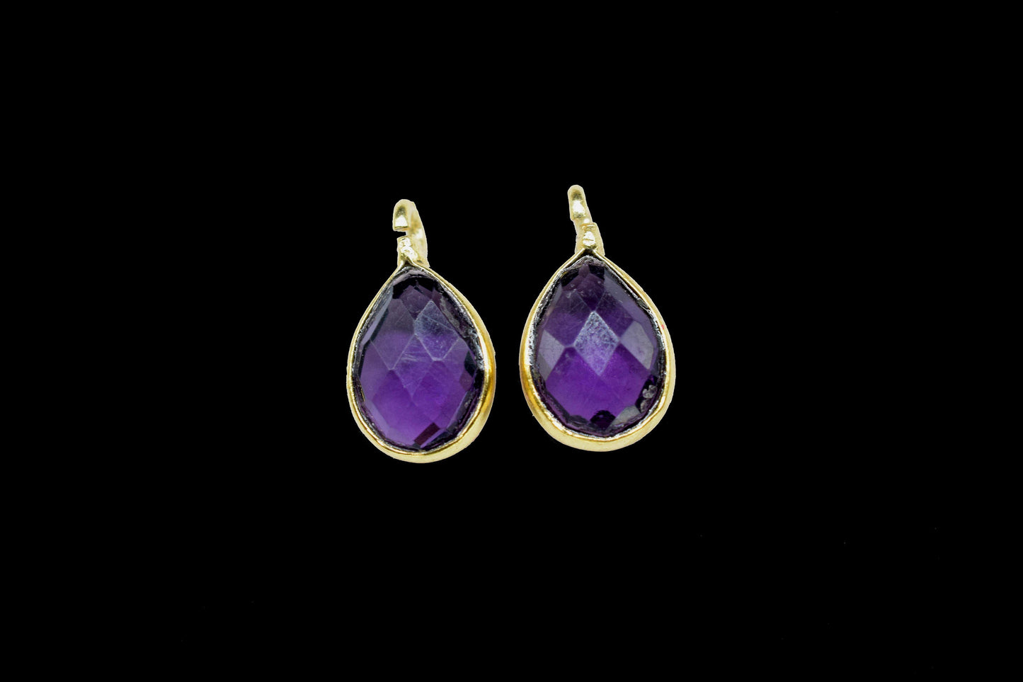 Amethyst 6x8mm Teardrop Earring Connector,Amethyst Studs Component,Single Loop Gemstone Connector,Teardrop Pendant Connector,Jewelry Making