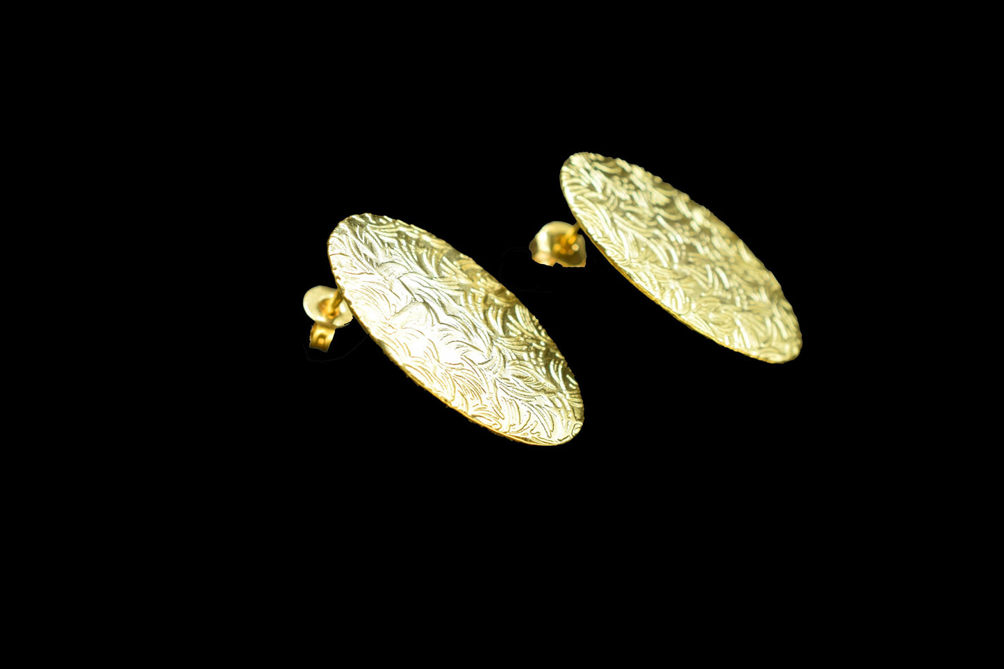 Gold plated brass earring post,Oval shape earring connector,Texture Brass Earring charms,Earring findings jewelry,Brass Jewellery,B'Gift
