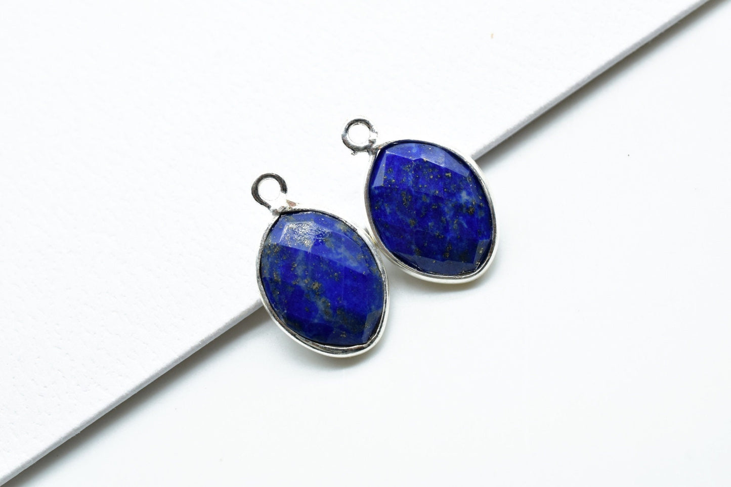 Lapis Lazuli 10x13mm eye shape single bail connectors,Lapis Lazuli pendant,Lapis Lazuli Gold Plated bezel,Hot Lapis Single loop Connector