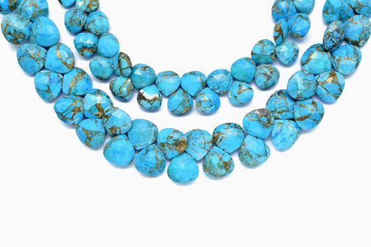 Natural Copper Turquoise 10mm Faceted Heart Shape Briolette,Turquoise Heart Shape Briolette,Copper Turquoise Jewelry,Jewelry Making supplies