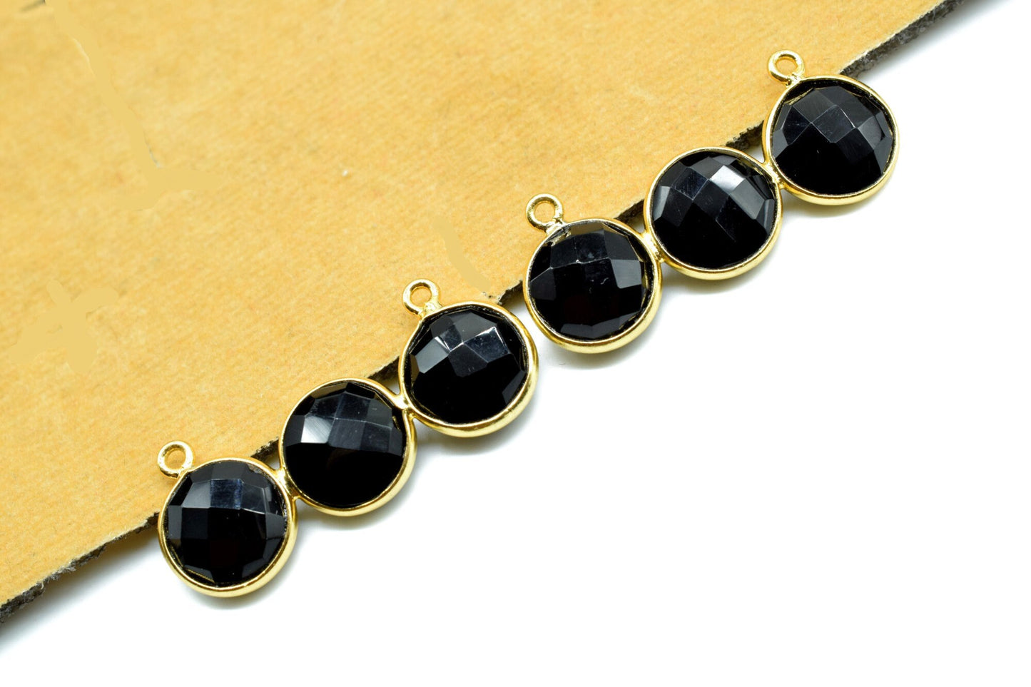 Black Onyx Attached Bezel Pendant,Gemstone Component,Double Bail Pendant,Black Onyx Earring,Charm Pendant,Jewelry Making Supply,Onyx Jewelry