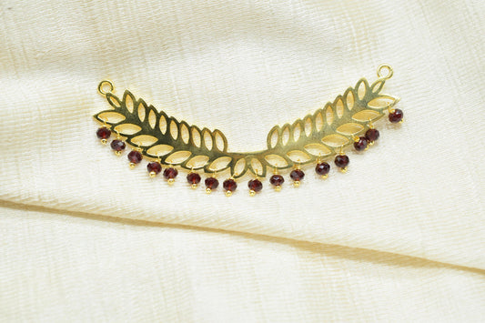 Garnet Beads Dangle Charms,Wedding Hair Vine Connectors,Gemstone Leaf Pendant Necklace,Component Leaf Charms,Handmade jewelry,Gift