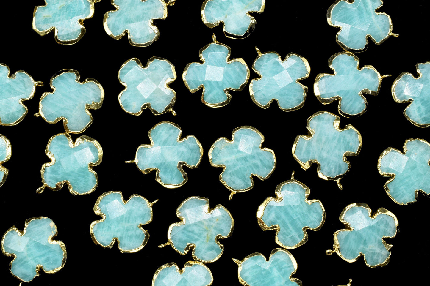 Amazonite 20mm Pendant Charm,Clover Shape Pendant,Amazonite Pendant jewelry,Gemstone Component Pendant,Handmade Electroplated Connector,Gift